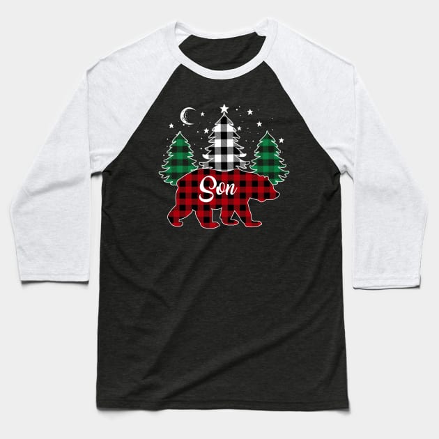 Son Bear Buffalo Red Plaid Matching Family Christmas Baseball T-Shirt by Marang